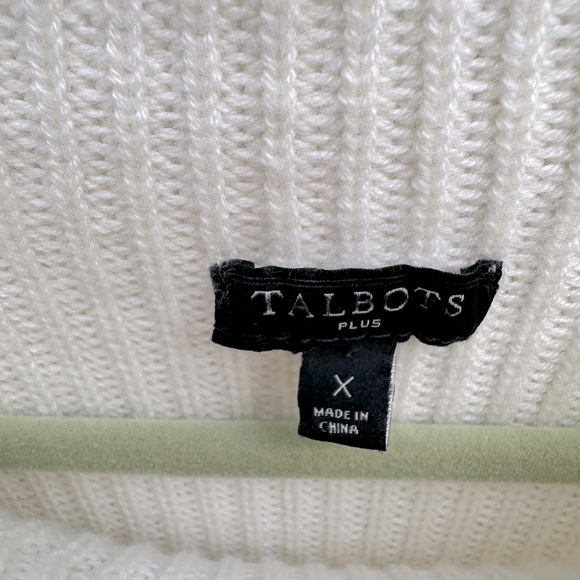 Talbots XL cream herringbone wool blend sweater NWOT - Picture 3 of 4